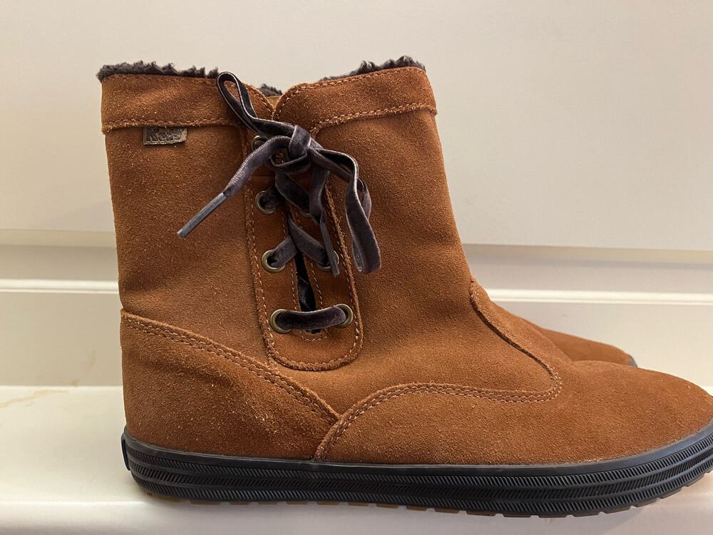 Keds Women's Brown Suede Leather Ankle Bootie 7.5 Fall Winter Casual Rubber Sole